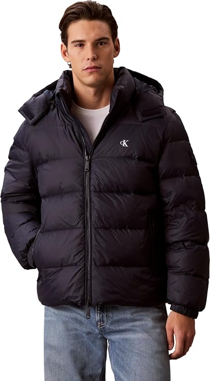 Calvin Klein Men's Ls Nylon Zip Off Hood Down Puffe Lv04rg515g Jackets (pack of 1)
