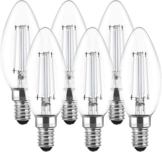Levidon E14 Led Light Bulb, Non-Dimmable Candle Light Bulbs Small Screw 4W (40W Equivalent) SES Lightbulb Edison Screw Bulb Warm White 470 Lumens, 2700K Warm White 6 Pack