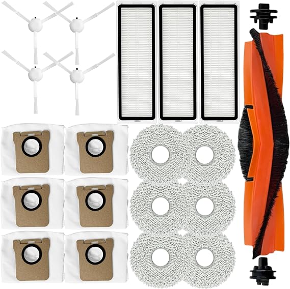 Xiaomi X20+ / X20 Plus / X10+ / X10 Plus Robot Vakum için Aksesuar Seti, 1 Ana Fırça, 3 Filtre, 4 Yan Fırça, 6 Paspas Pedi, 6 Toz Torbası, Yedek Parça Yedek Onarımı Ekleri Değiştirin