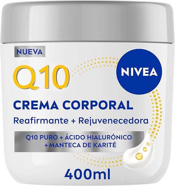 NIVEA Q10 Firming + Rejuvenating Cream for Specific Areas (400ml), Body Cream with Hyaluronic Acid and Shea Butter, 72h Moisturizer for Arms, Glutes, Abdomen and Knees