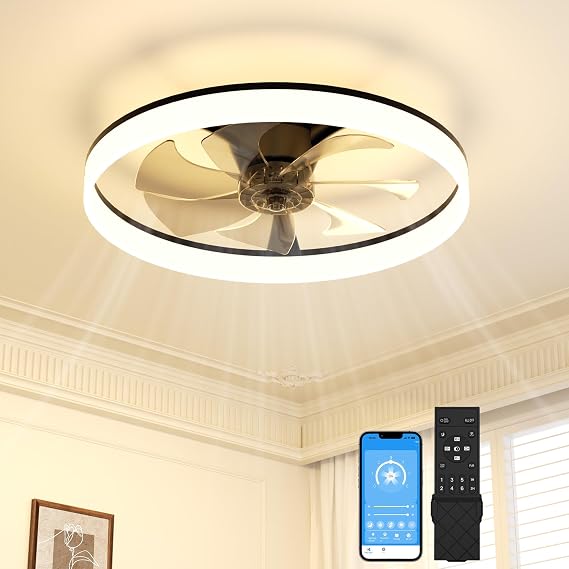 60cm White Ceiling Fan with Light with Remote, Ceiling Fan Light [Energy Class C]