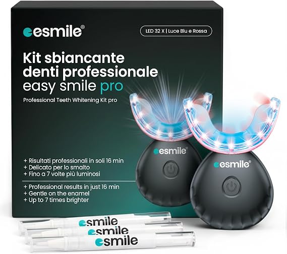 esmile - Professional Teeth Whitening Kit with 32X LED Lamp – 3 Whitening Gels – Advanced Technology for Fast and Effective Whitening – Removes Deep Stains – Peroxide-Free, Enamel Safe