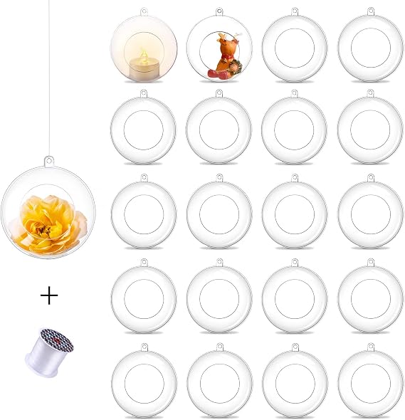 Romadedi 8cm Fillable Acrylic Hanging Tealight Holders, 20 Pack