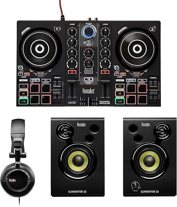 Hercules DJ Learning Kit inc Inpulse 200 Controller & Monitor Speakers