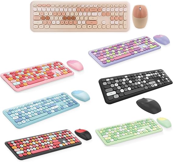 Microcase Mofii 666 2.4G Kablosuz Karışık Renkli Klavye ve Mouse Set-AL4185 (Pembe)