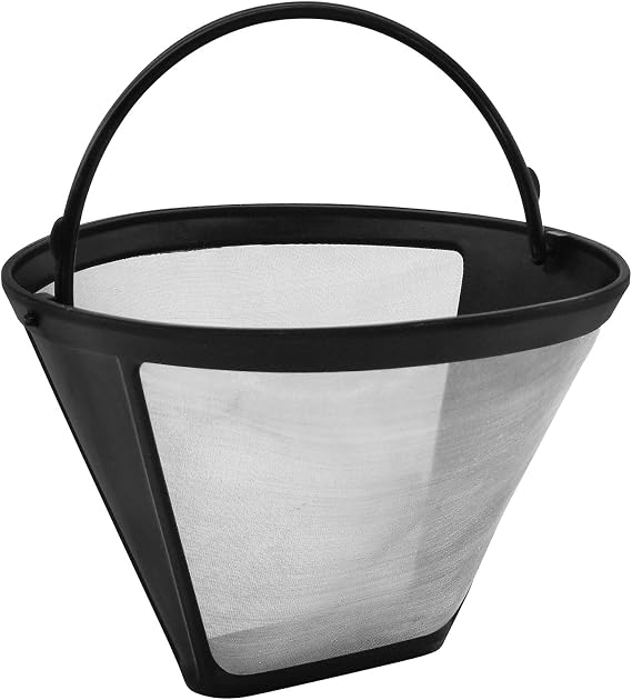 Fackelmann Permanent Coffee or Tea Filter No. 4, Optimal for Drip Coffee Maker, Reusable, Stainless Steel Mesh, Black, 11.5 x 8.5 cm, 1 pc