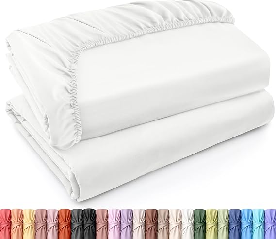 Utopia Bedding Queen Fitted Sheets - Bulk Pack of 2 Bottom Sheets - Soft Brushed Microfiber - Deep Pockets - Shrinkage & Fade Resistant - Easy Care (Queen, White)