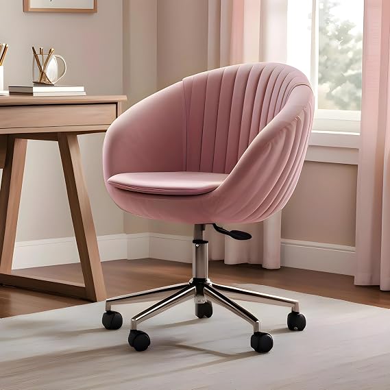 Oyster Work Chair (Chrome Foot, Pink Fabric)