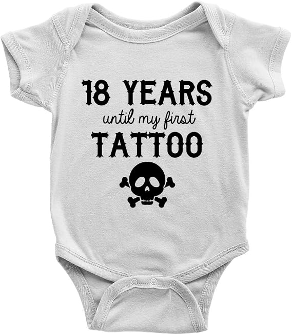 Kickass Tees 18 Years Until My First Tattoo Babygrow Cool Funny Dad Present New Baby Gift