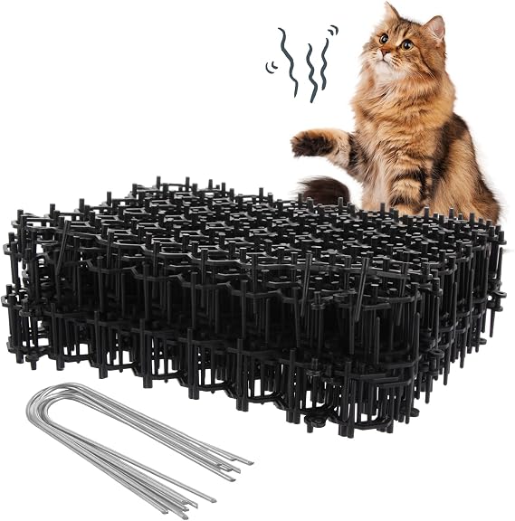 ASelected 12PCS Cat Scat Mat with Spikes,15x20cm Anti Cat Spikes with Pegs