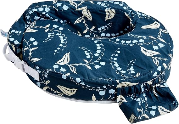 My Brest Friend Original Nursing Pillow for Breastfeeding, Nursing and Posture Support with Pocket and Removable Slipcover, Navy Bluebells