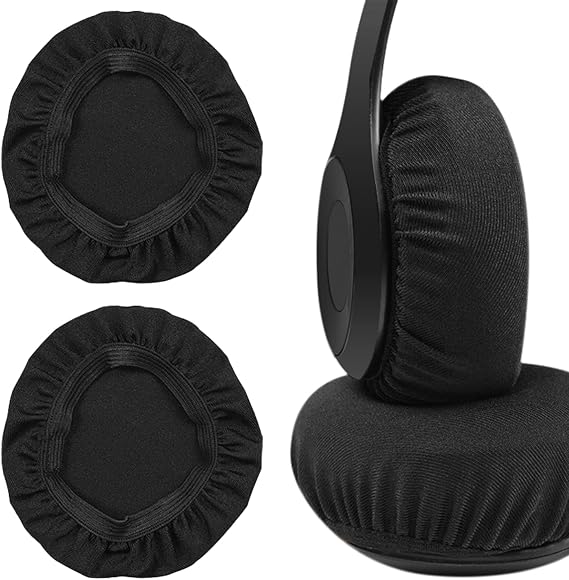 Headphone Earpad Covers, 2PCS Reusable Headphone Sweat Covers Washable and Stretchable Fits 3.54"-4.13" Headsets (9-10.5cm) Compatible with B Bose JBL Skullcandy SONY Headphones Y9FCZ (Black)
