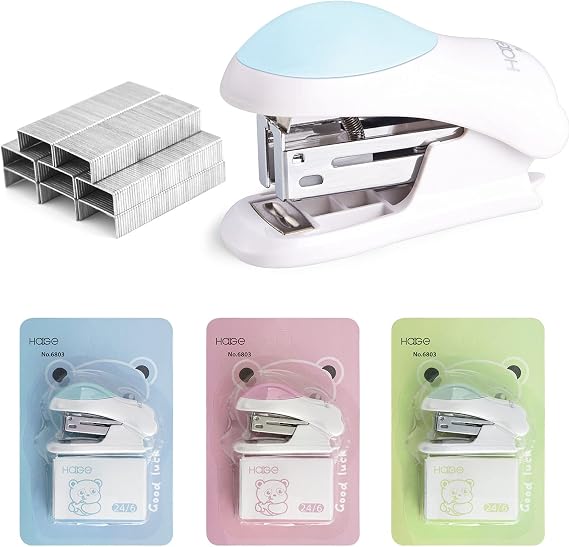 ASTARON Mini Effortless Desktop Staplers with 400 Standard 24/6 Staples
