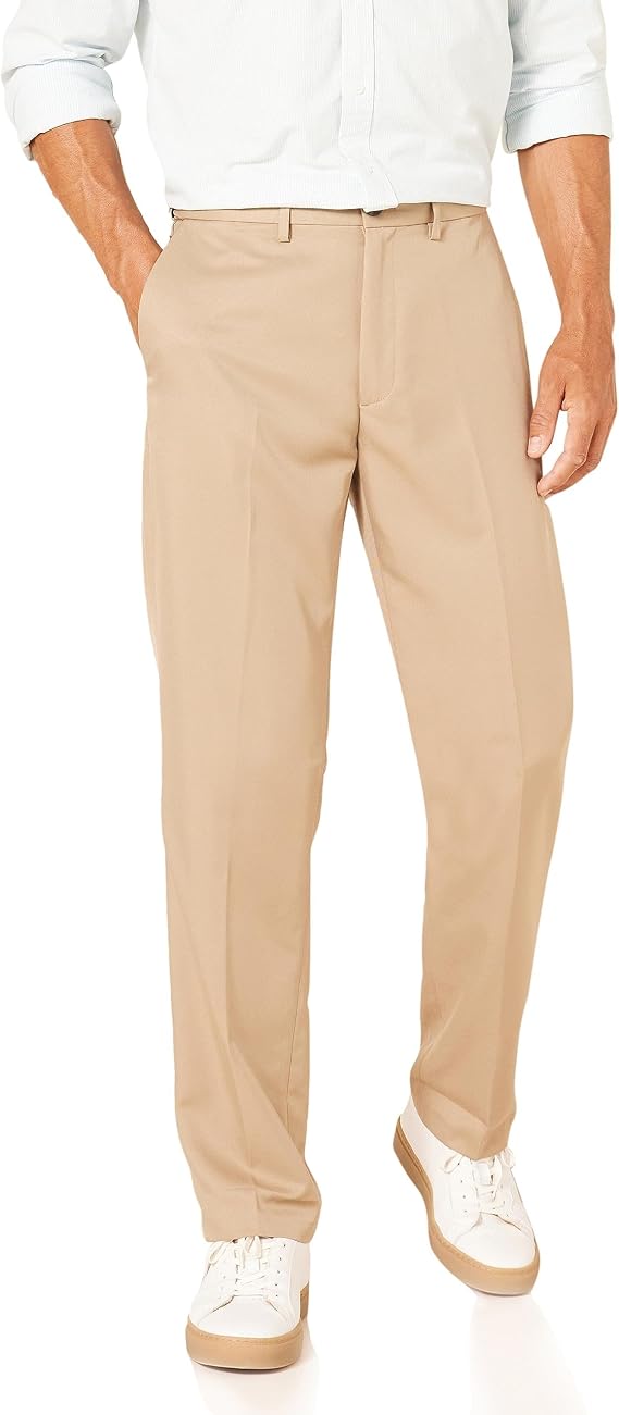Amazon Essentials Men's Classic Fit Expandable-Waist Flat-Front Dress Trousers
