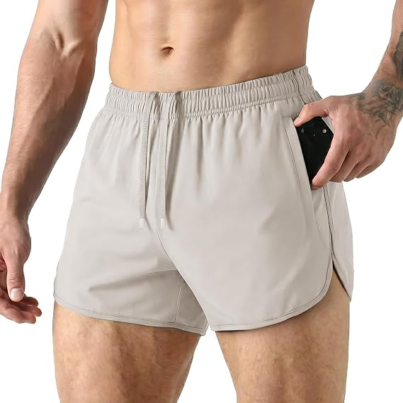 Men's 3 Inch Side Split Running Shorts with Pockets