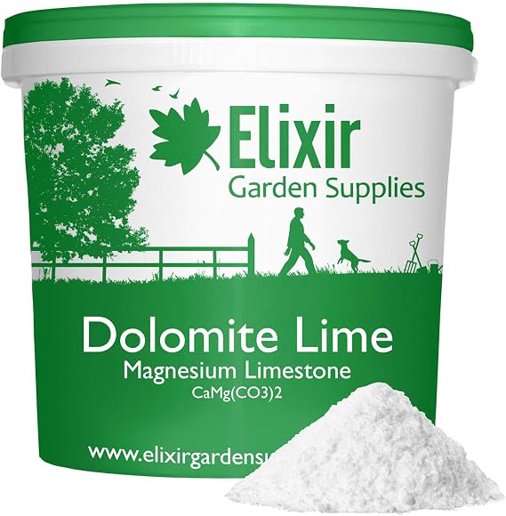 Elixir Gardens Dolomite Lime Fertiliser | Available from 500g-25kg | Soil Conditioner for Acidic Soils | Magnesium Limestone Dolodust | 1kg Tub | Treats up to 20 sq.m