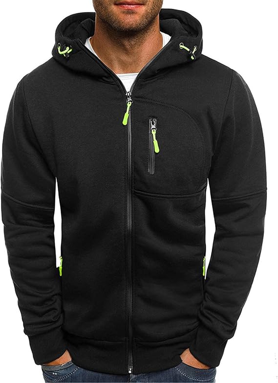 Mens Hoodies Anime Mens Ecosmart Fleece Full-Zip Hoodie, Zip-Up Hooded Sweatshirt