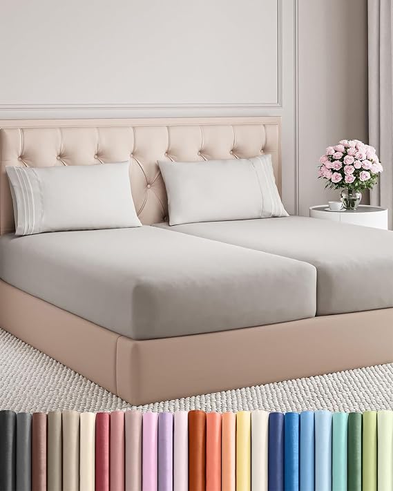 Split King Sheets for Adjustable Beds - Split King Adjustable Bed for Adjustable Mattress - Split King Sheet Sets for Adjustable Beds Deep Pocket - Deep Pocket Split King Sheets - Adjustable Sheets