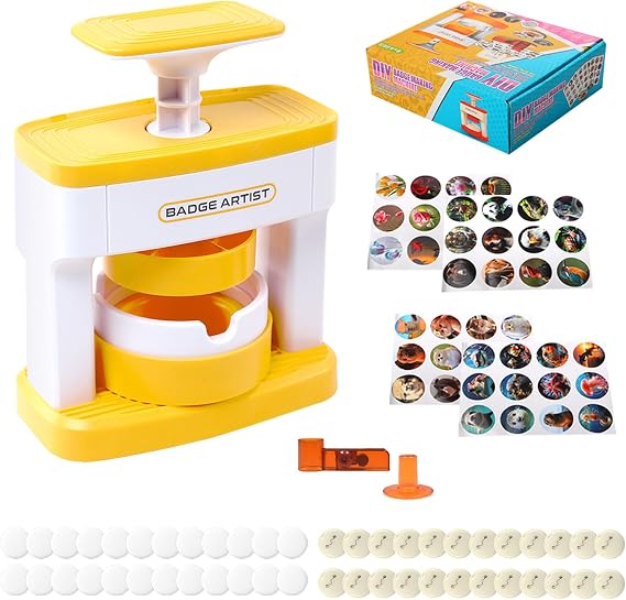 Button Machine 55 mm Button Maker Badge Machine with 24 Pattern Paper and 24 Badges Press the DIY Button Press Machine with Circle Cutters for Personalised Decorations DIY Gifts