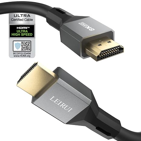 8K HDMI 2.1 Certified Cable 5M, Ultra Flexible 48Gbps HDMI Cable with 8K@60Hz, 4K@120Hz 144Hz, HDR, G-SYNC, FreeSync, eARC, Dolby, HDCP 2.3 for PC, Xbox, Apple TV, Soundbar, Samsung, Sony, LG TV