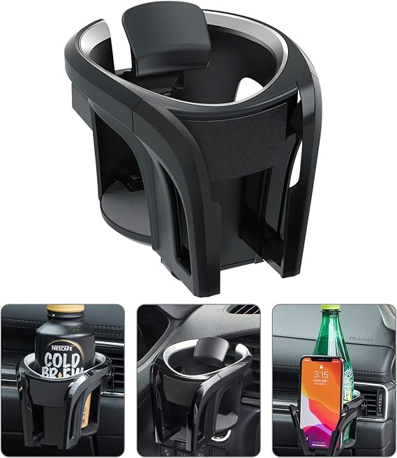 Universal Car Cup Holder/Cup Holder/Mobile Phone Holder/Multifunction 2-in-1 Bottle Holder Coffee Mobile Phone Holder Adjustable Car Air Vent Holder Silver