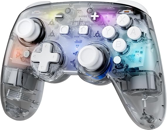 Switch 2 Pro Controller Compatible with Switch 2/OLED/Lite,Wireless Hall Effect Switch Controller , RGB Switch Pro Controller, Bluetooth Gamepad with 7 LED Colors/Wake Up/Dual Shock/Turbo - Gray