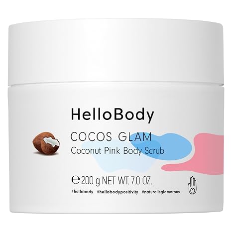 HelloBody Coco Glam pink body scrub (200 g) vegan body scrub for dry skin natural scrub for body and face scrub with coconut fragrance.