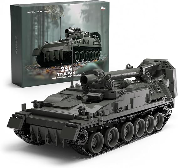 Nifeliz 2S4 Military Tank Building Set, Self-Propelled Heavy Mortar Set for Adults, Collectible Model to Build and Display, Gift for Military Fans (1438PCS, NF10291)