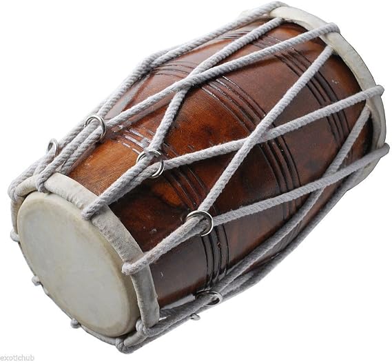 Professional Quality Handmade Indian Shesham Wood and Special Skin Dholak Drum