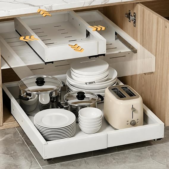 Removable Kitchen Drawers, 4 Way Adjustable Organizer
