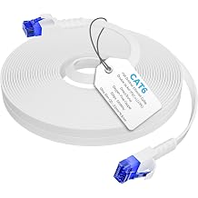 CAT6 Flat Ethernet Cable 5 m - White,for outdoor and indoor use,1.0 Gigabit cat 6 RJ45 network cable,robust UV-resistant PVC+LLDPE,for POE Camera,routers, switches,modems