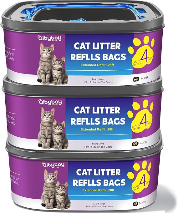 Jumbo Cat Litter Refill Bags 28FT-3 Pack Cat Genie Refill Cartridge Lasts Up to 12 Months 7-Layer Maximum Odor Control Pet Genie Refill