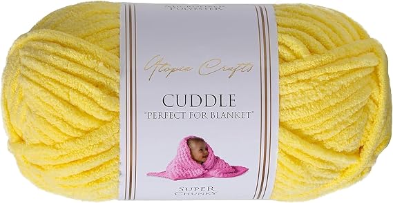 Utopia Crafts Cuddle Super Chunky Chenille Soft Yarn 100g (Lemon)