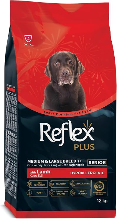 Reflex Plus Orta ve Büyük Irklar için 7+ Yaş Üzeri Kuzu Etli Yaşlı Köpek Maması 12 kg