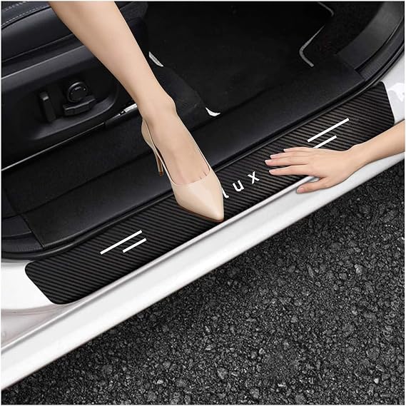 Car Threshold Protection Strip-4pcs，Car Threshold Strip Compatible with Toyota Hilux Car Door Sill Stickers Carbon Fiber Door Sill Bumper Protective Film