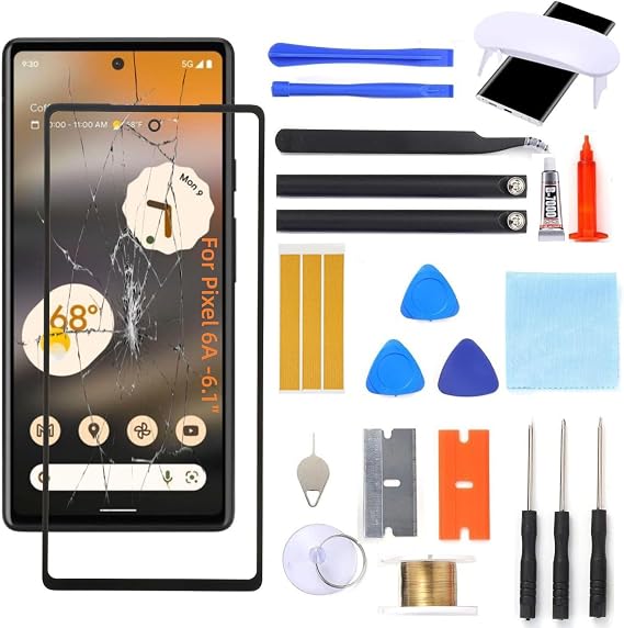 Pixel 6A Screen Replacement Windshield Outer Panel Repair Kit for Google Pixel 6A 6.1" No LCD & Touch Digitizer