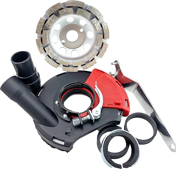Extraction Hood for Angle Grinder 125 mm with Brush Ring incl. Diamond Cup Wheel 125 mm for Concrete