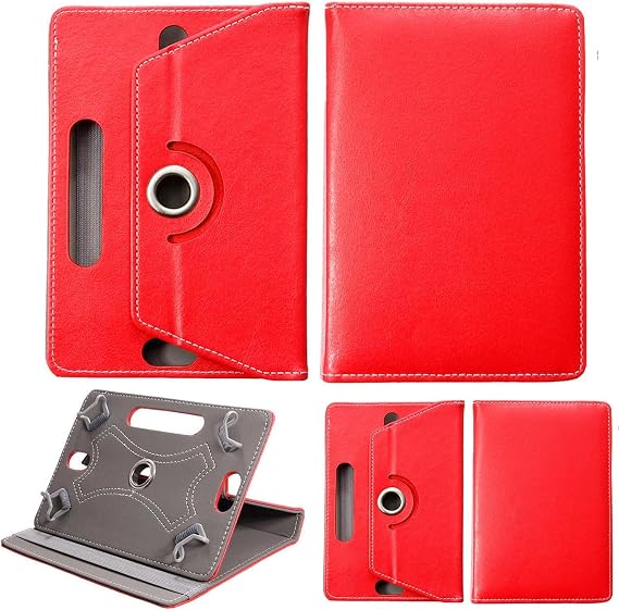 Universal 8 inch Tablet Case, PU Leather Stand Case Folio Cover 360° Rotating Case Fits for All 8.0" Inch Samsung, Lenovo, Acer, Huawei, Sony, iPad, Toshiba Android Tablets (Red)