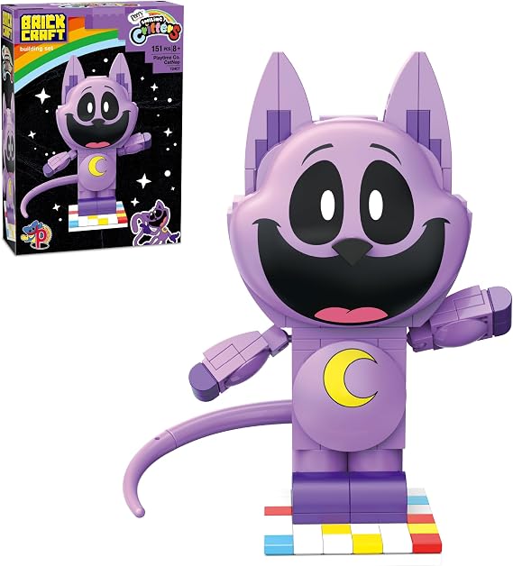Brickcraft ポピープレイタイム キャットナップ 笑顔の生き物 組み立てセット 151ピース ポーズ可能な紫色の猫のフィギュア しっぽ付き コレクター収集品 ホラーゲーム 組み立ておもちゃ 8歳以上の男の子&女の子へのギフト。