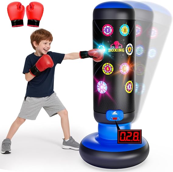 Interactive Punching Bag for Kids, Boxing Bag with Music & Light