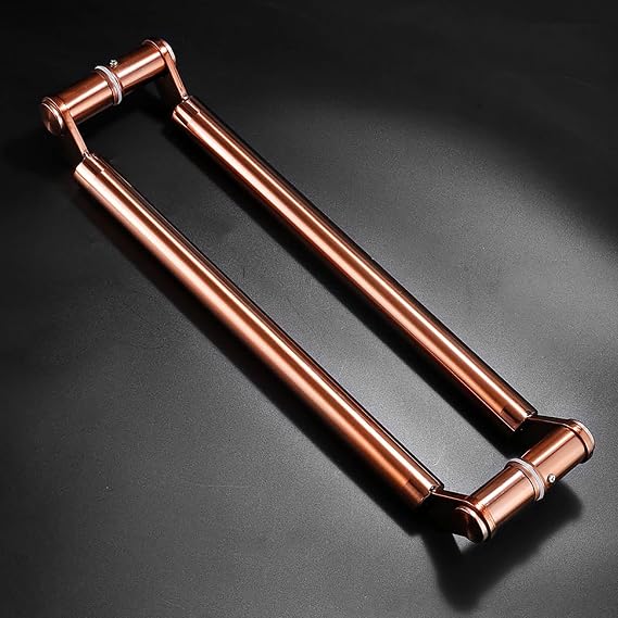 Türgriff Scheunentorgriff Drücken/Ziehen für Innen und Außen Moderne Glastüren Schiebetüren Duschtürknöpfe für Büro/Küche/Schrank/Schuppen (Farbe: Roségold Größe: 120 cm)