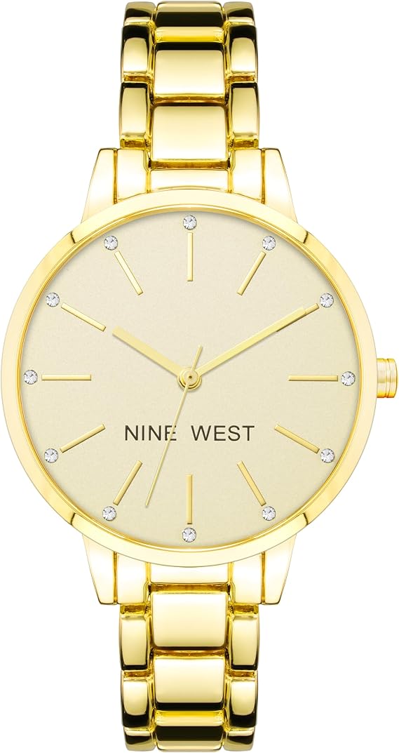 NINE WEST Women's Crystal Accented Bracelet Watch