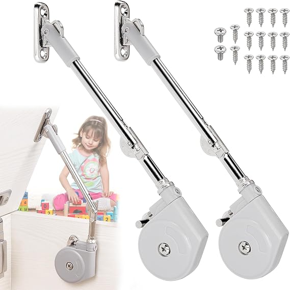 HBL' 2-Pack Soft Close Hinges for Toy Boxes, Tension Adjustable Chest Hinge