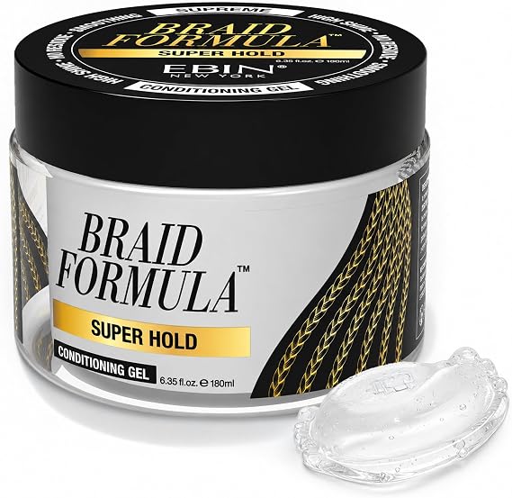 EBIN NEW YORK Braid Formula Conditioning Gel, Super Hold, 6.35 Oz | Great for Braiding, Twisting, Edges, No Residue, No Flaking, Strong Hold, High Shine, Smoothing with Clean, No Build-up