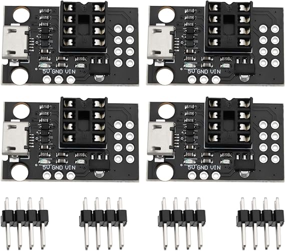 YINETTECH 4pcs ATTINY85 Micro USB Development Board Compatible with ATtiny13A ATtiny25 ATtiny45 ATtiny85