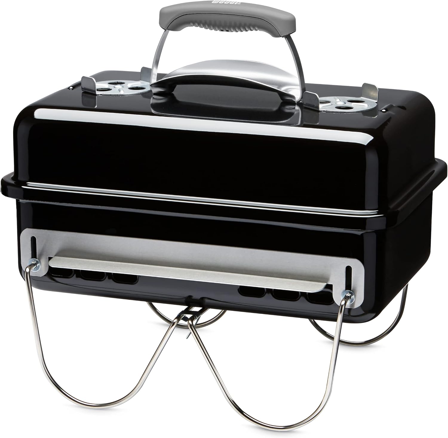 Weber Go-Anywhere Charcoal BBQPortable Grill with Folding Legs, Compact Design for Camping & Picnics, Durable Enamel, Precise Airflow Control, 42 x 26 cm Cooking Area, Black