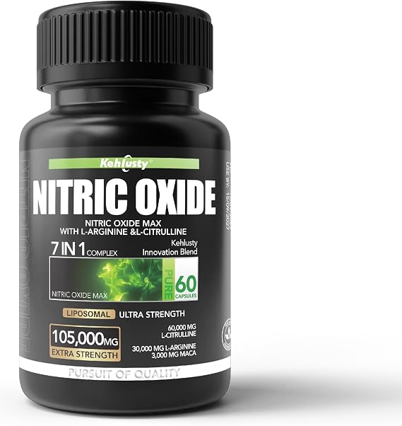 Nitric Oxide Supplement 1500mg per Serving | L-Arginine & L-Citrulline Complex | 7 in 1 Formula | 60 Capsules | 30 Servings | Natural Ingredients | Sugar & Allergen Free