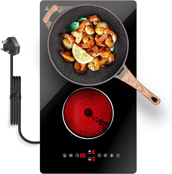 Ceramic Hob 2 Zones, Built-in & Countertop, Touch Control, 3000W