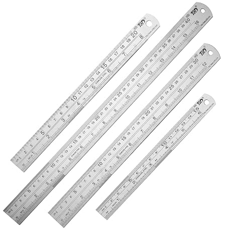 Stainless Steel Ruler Set 6, 8, 12, 16 Inch Bulk Set of 4, Metal Rulers