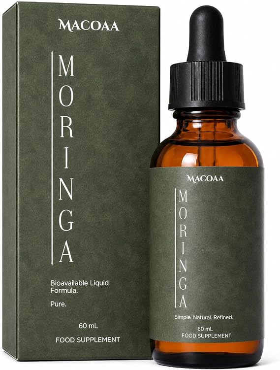 Max Absorption Moringa Liquid Drops, Moringa Oleifera Leaf Extract 400mg per Serving, 10:1 Equivalent to 4000mg Dried Leaf, 60ml